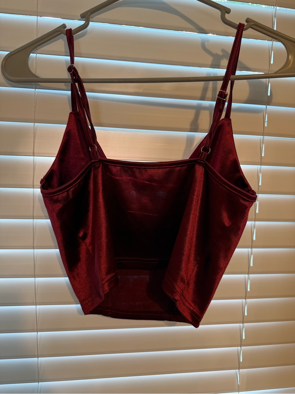 Burgundy Satin Corset Crop Top | Bustier Cami Going Out Y2K - Picture 2 of 4